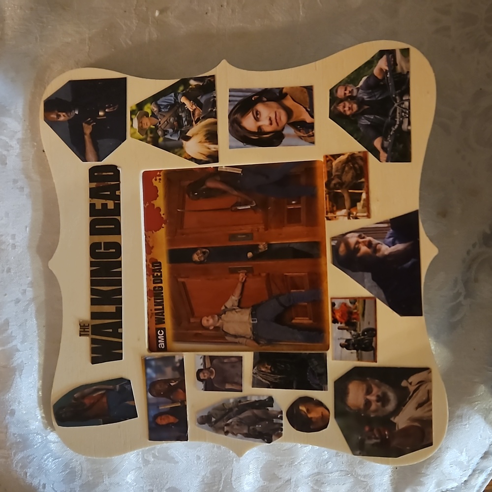 From mom's closet. Decorated picture frame of the walking dead